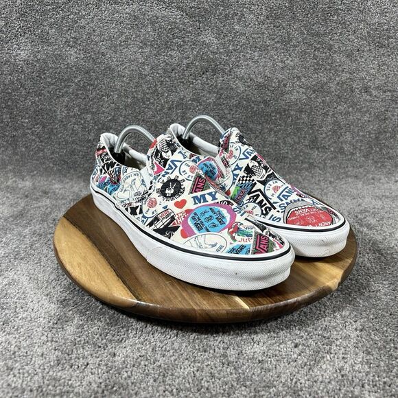 Vans Classic Slip On Men’s Size 11.5 Sticker Mash Up Grunge Y2K Skate Shoes Used